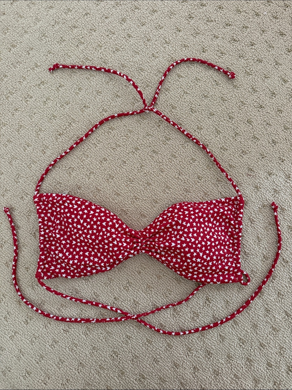 Victoria's Secret Red Star-Print Bandeau Bikini Top with Halter Tie